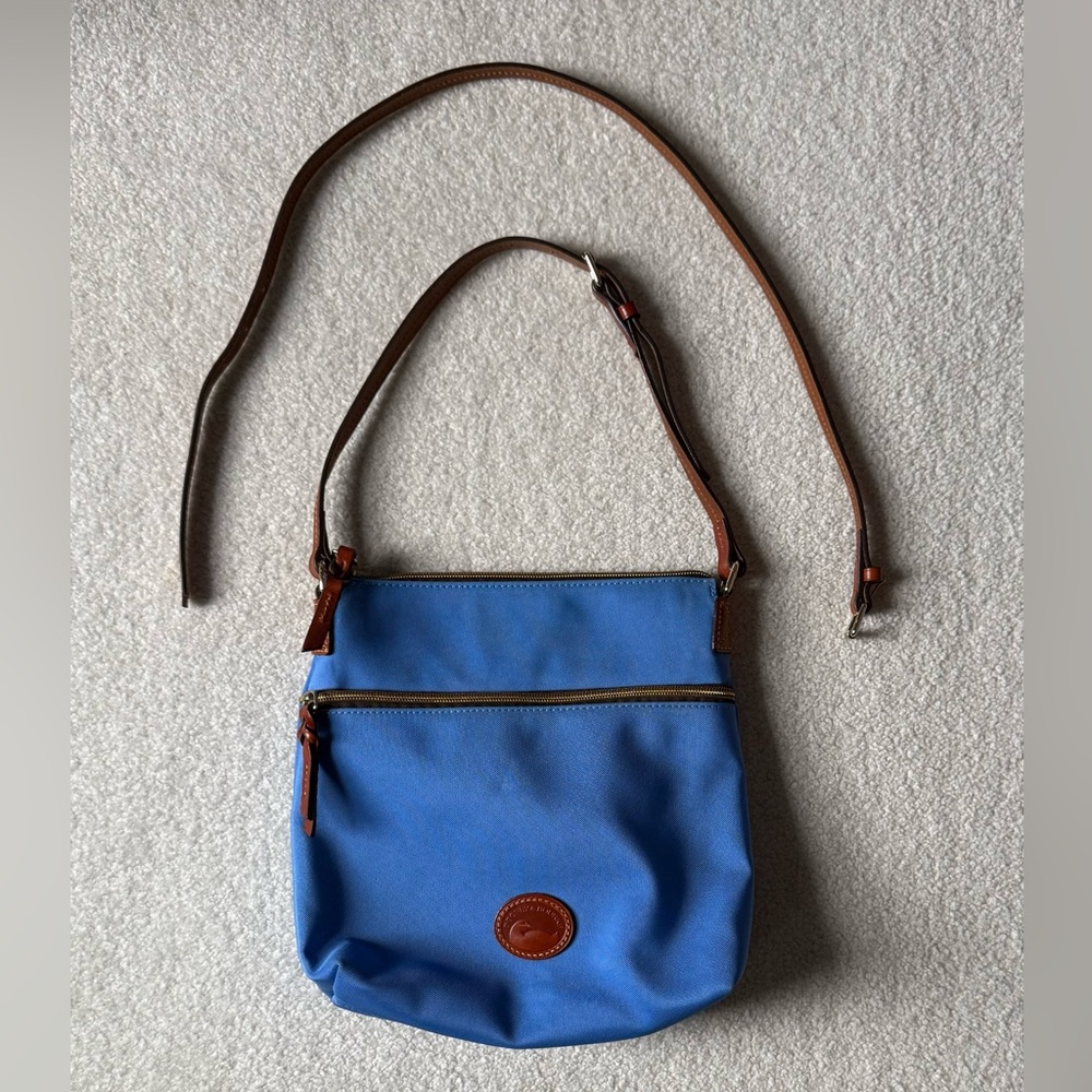 Dooney & Bourke Nylon Crossbody or Shoulder  Bag - Bright Blue with leather trim